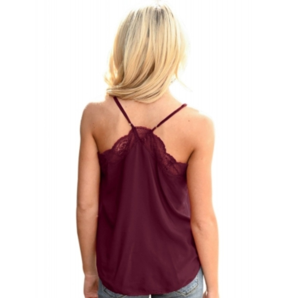 Merlot Boho Lace v-neck camisole - Picture 3 of 5